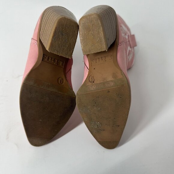Girls Pink Western Cowboy Boots Size 6 With Silver Embroidery & Side Zippers - Picture 6 of 10